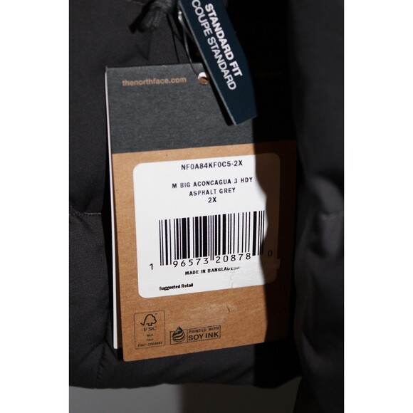The North Face Big & Tall Aconcagua 3 Men's Puffer Jacket 2X ASPHALT GRAY NWT - Picture 9 of 12